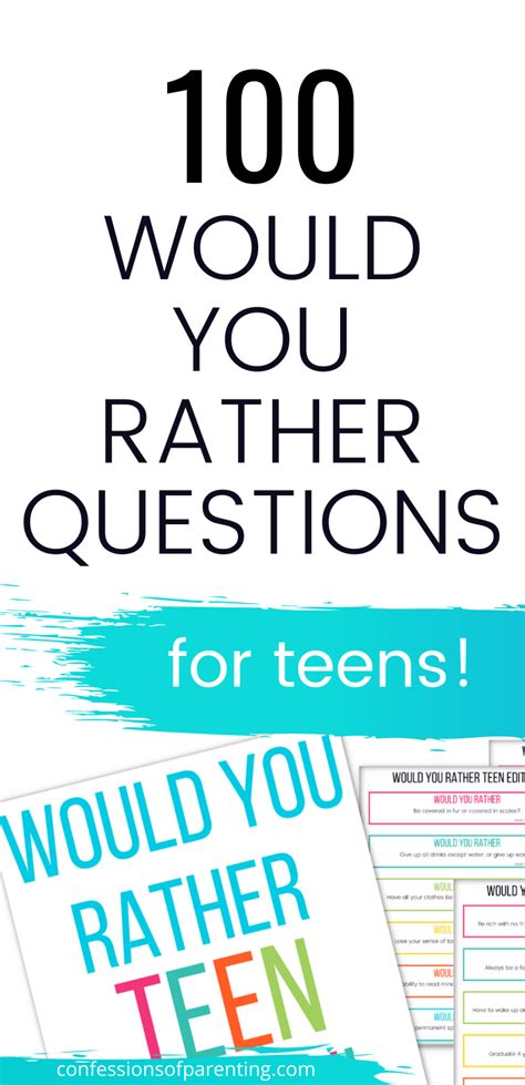 100 Would You Rather Questions For Teens Confessions Of Parenting