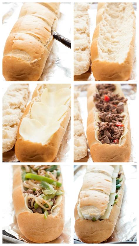 Add the rest of the cheese and bake until the cheese is melted and the bread is slightly toasted, about 15 minutes. Philly Cheesesteak Stuffed French Bread - Easy Peasy Meals