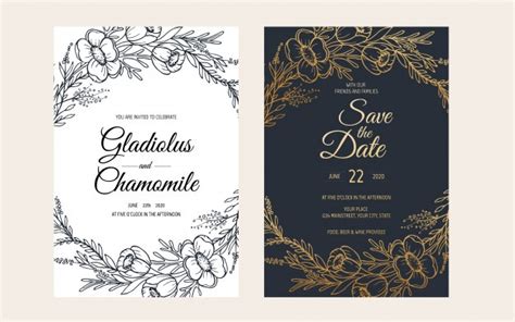 Design beautiful invitations to download, print or send online (with rsvp) for free. Invitation Florale Vierge | Vecteur Gratuite