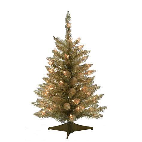 2ft Pre Lit Tabletop Christmas Tree Champagne