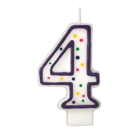 Colorful Birthday Candle Number 4 Polka Dot Number Cake Toppers