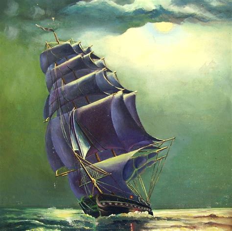 Vintage Ship Painting Old Ironsides Oil On Canvas After Oh Etsy