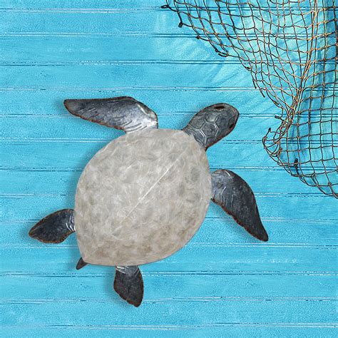 Sea Turtle Wall Decor Pewter With Pearl Shell M8006 Eangee Home
