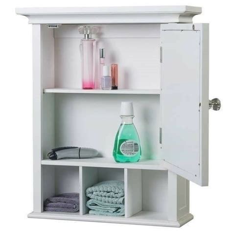 White Wooden Medicine Cabinet Organizer Storage Mirror ...