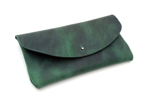 Leather Clutch Bag Emerald Green Oiled Leather Handbag Bags