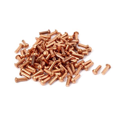 Generic 100 Pcslot 75mm Length 2mm X 6mm Round Shaft Copper Solid Rivets Fasteners Gold Tone