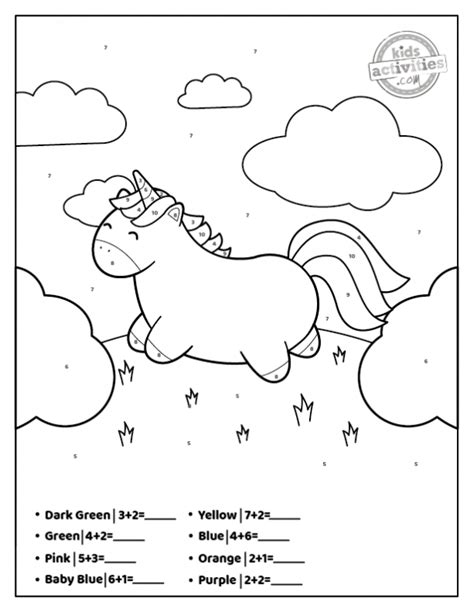 Unicorn Addition Color By Number Worksheets Kids Activities Blog