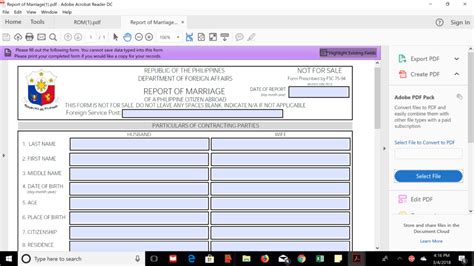 Report Of Marriage Legal Document Philippine Embassy California U S
