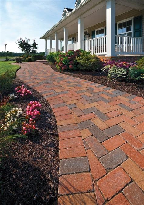 Tumbled pavers are a great choice, particularly the blends. Walkway | Herringbone Pattern with Sailor Course Border ...