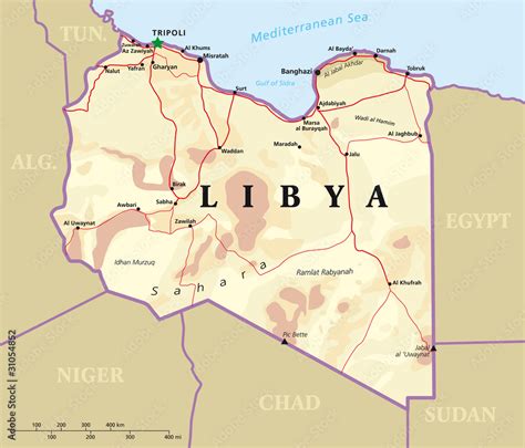 Vettoriale Stock Libya Political Map With Capital Tripoli With