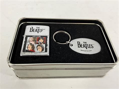 Lot 3 The Beatles Zippo Collectible Lighters And Keychain