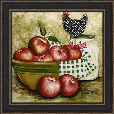 Polka Dot Rooster Apples Country Framed Art Print Ebay Country