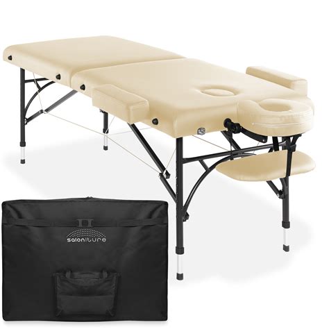 saloniture professional portable lightweight bi fold massage table with aluminum legs includes