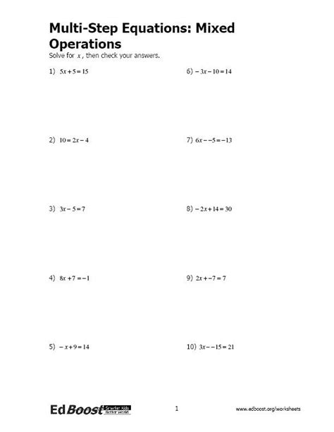 Worksheet by kuta software llc. Multi Step Equations Mixed Operations | Multi step ...