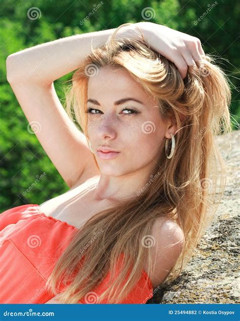 Portrait Of An Young Beautiful Charming Woman Stock Photo Image Of