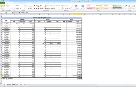 Planilhas Controle De Estoque E Entrada E Saída De Materiais R 449
