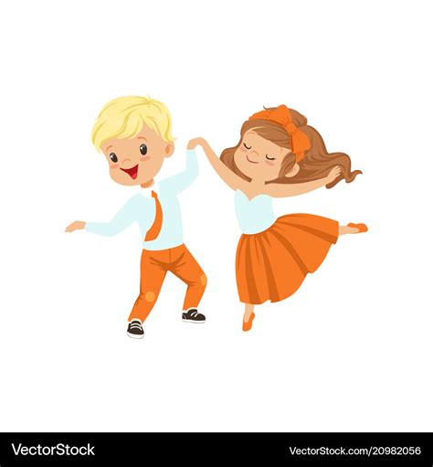 Cute Little Boy And Girl Enjoying Dance Royalty Free Vector