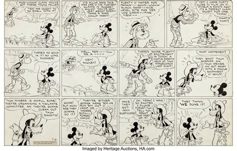 Floyd Gottfredson Mickey Mouse Sunday Comic Strip Original Art Lot