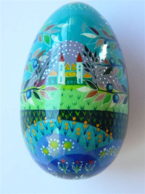 Vintage Hand Painted Wooden Egg Decorative Egg Rustique Etsy