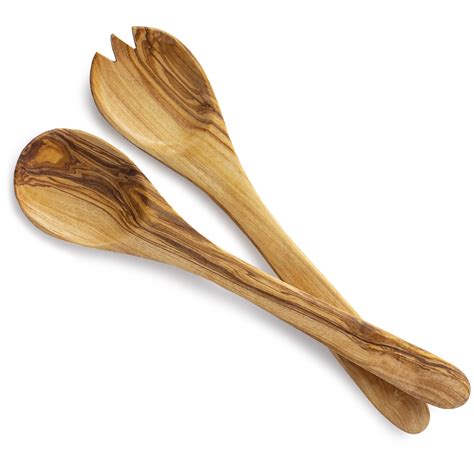 Wooden Salad Servers Set Deep Spoon And Fork Style Kitchen Utensils