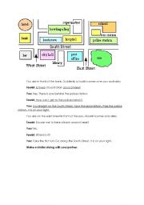 Asking for and giving directions vocabulary. speaking- giving directions - ESL worksheet by esra1985