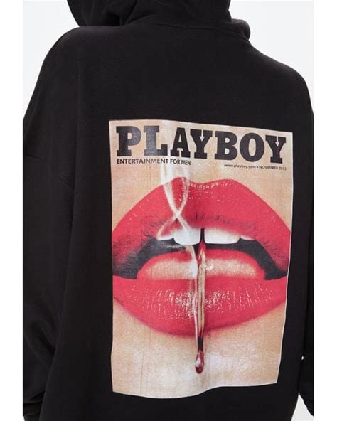 Lyst Missguided Playboy X Black Magazine Print Oversized Hoodie Dress