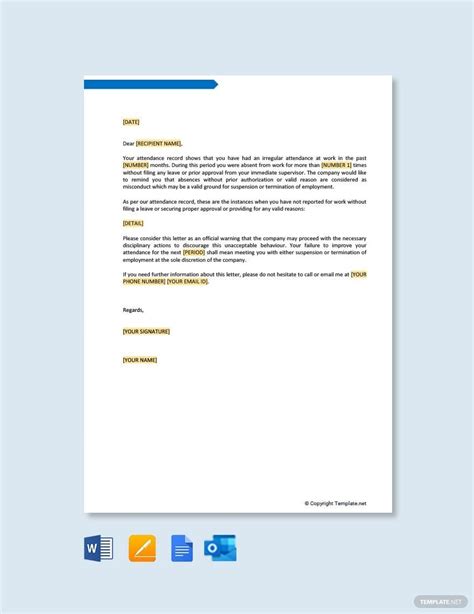 Free Warning Letter To Employee For Attendance Download In Word