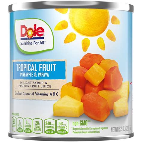 Dole Tropical Fruit In Light Syrup And Passion Fruit Juice Hy Vee