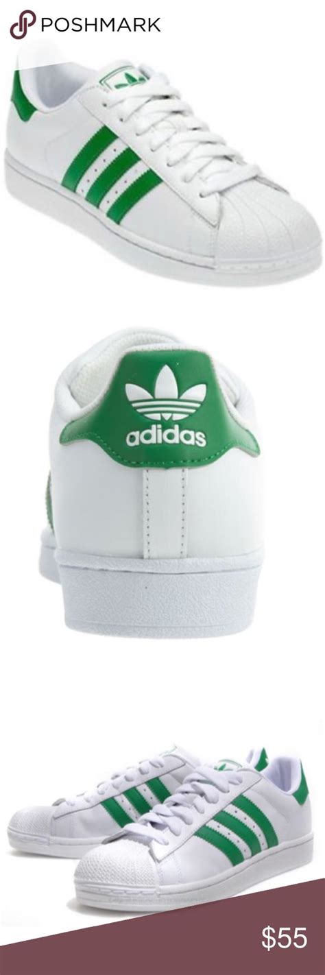 🆕list Adidas Superstar Green Stripe Sneaker Euc Striped Sneakers