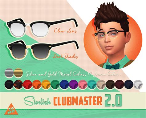 My Sims 4 Blog Updated Simlish Clubmaster Eyeglasses For Males