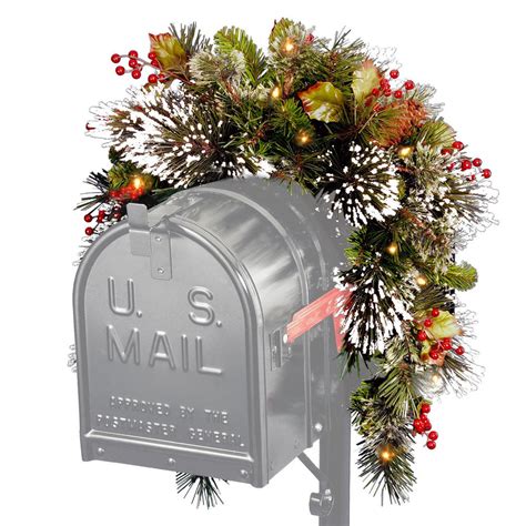 National Tree Company 36 In Wintry Pine Mailbox Swag With Battery