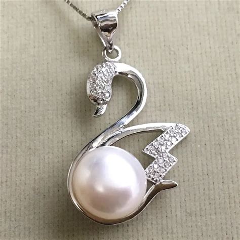 3 Choices New Natural Real Pearl Swan Shape 925 Sterling Silver Women T Pendant Necklace With