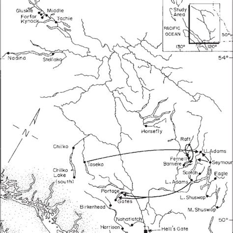 Locations Of Sockeye Salmon Populations Sampled Within The Fraser River