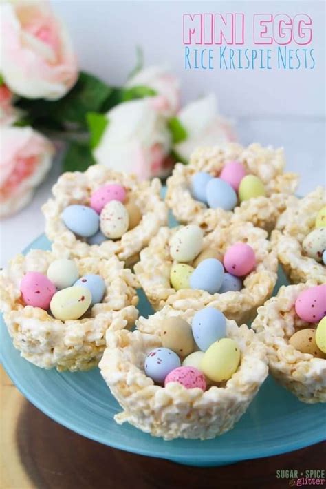 Here are a bunch of recipes that don't include eggs! No-Bake Mini Egg Easter Nests ⋆ Sugar, Spice and Glitter