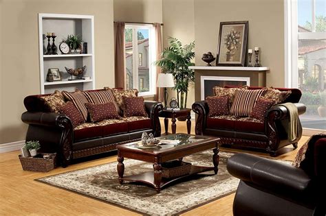 Sofa Loveseat And Chair Traditional 3 Pc Bonded Leather And Chenille Sofa Set Luxury Modern Sofas
