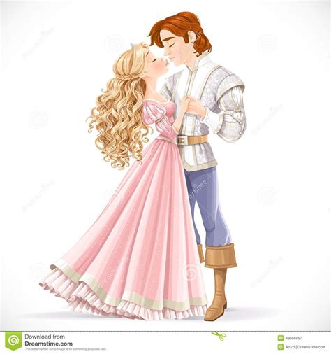 Romantic Scene Of A Fabulous Prince And Princess Kiss Stock Vector ...