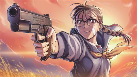 Brunette Braids Gun Anime Anime Girls Glasses Pistol