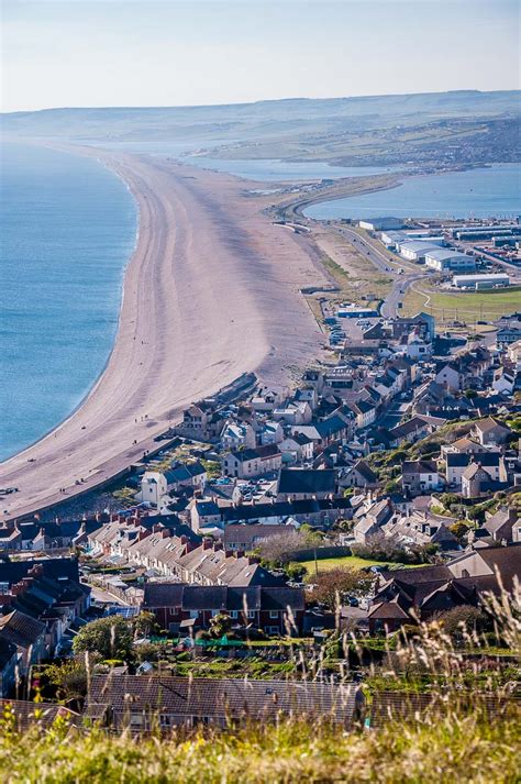 Chesil Beach Seen From The Top Of The Isle Of Portland Dorset
