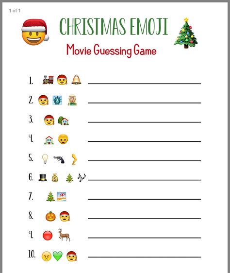 Christmas Emoji Game Answer Key