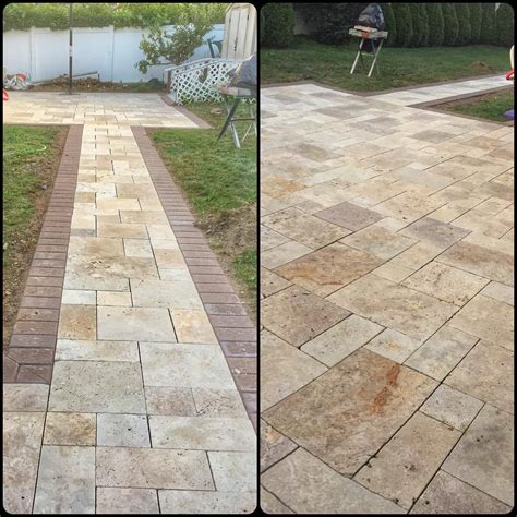 Travertine Patio And Walkway With Cambridge Paver Stone Creations Of