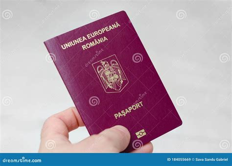 Close Up View Of A Romanian Passport On A White Background Documents