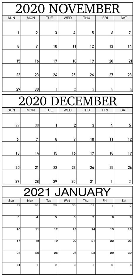 Print Free Calendars Without Downloading January 2021 Example