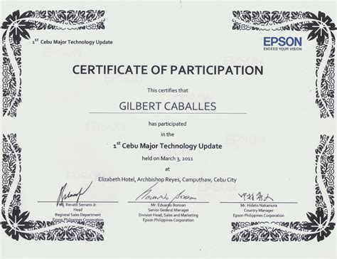About Gilbert S Caballes Work My Certificate