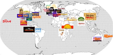 A Fun Map Of The Geography Of Disney Cartoons Disney Cartoons