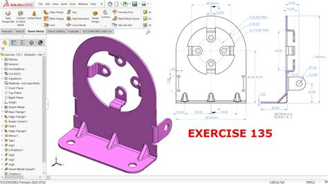 Solidworks Sheet Metal Exercise 135 Jog Feature Youtube