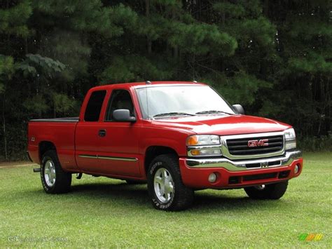 2004 Fire Red Gmc Sierra 1500 Slt Extended Cab 4x4 18505496 Photo 4