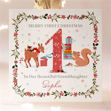 Personalised First Christmas Card For Granddaughter 1st Etsy