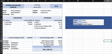 Template Slip Gaji Excel Malaysia Rekemen My