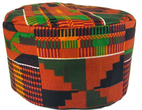 African Kufi Kente Print Hat Unisex Traditional Cap Black History Month