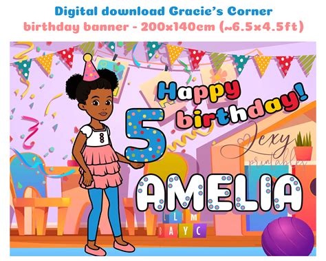 Digital Download Only Gracies Corner Birthday Banner Etsy Uk